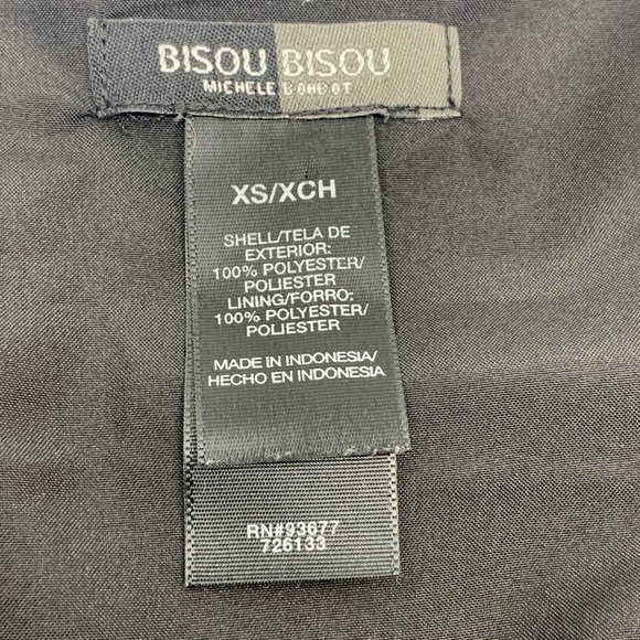 Bisou Bisou Michele Bohbot 3/4 Bell Sleeve Tunic/Top Black Multi Geometric XS - Picture 3 of 9